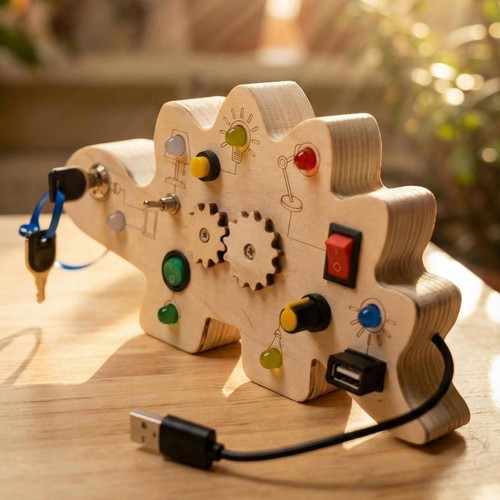 Montessori busy board dinosaur - montessori,